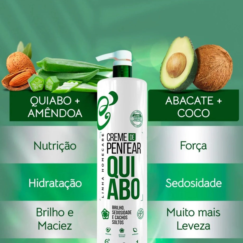 Creme de Pentear Quiabo Cacheadu's - Cachos Soltos e Brilho